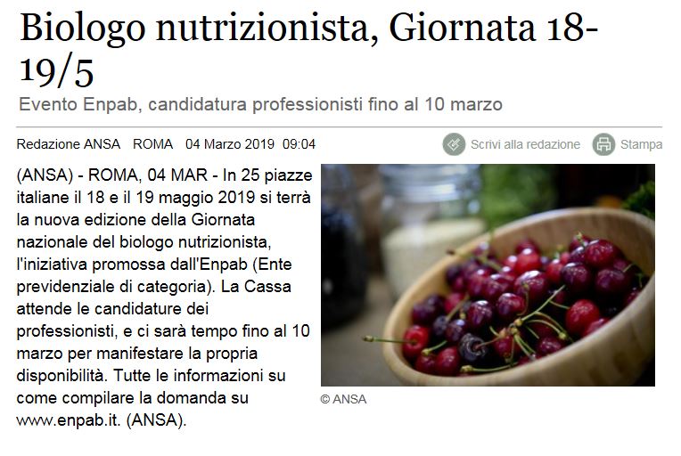ANSA BIOLOGO IN PIAZZA 2019