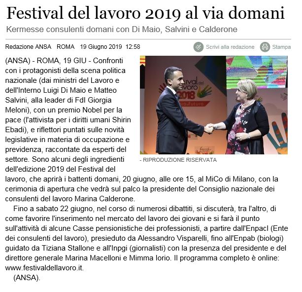 ENPAB FESTIVAL LAVORO